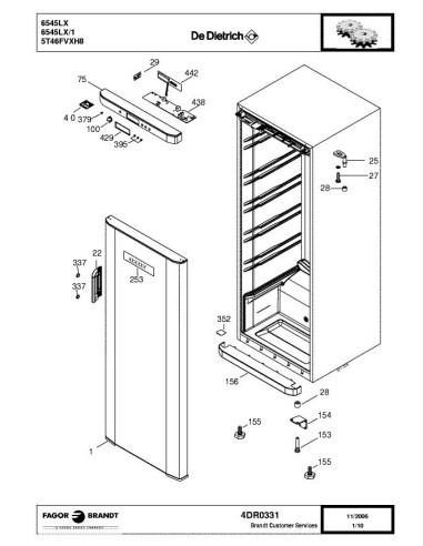 Pièces détachées DE DIETRICH 6545LX 4DR0331 Annee 0 4DR0331 