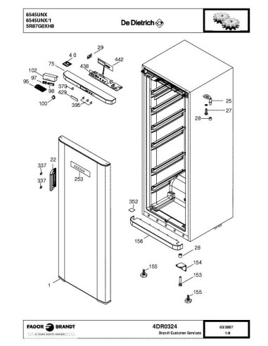 Pièces détachées DE DIETRICH 6545UNX 4DR0324 Annee 0 4DR0324 