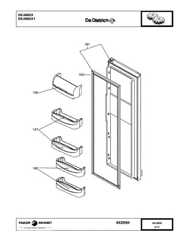 Pièces détachées DE DIETRICH DKA866X DKA866X1 