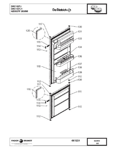Pièces détachées DE DIETRICH DRC1027J DRC1027J1 DRC1027J2 