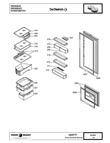 Pièces détachées DE DIETRICH DRC626JE 4X0777 Annee 0 4X0777 