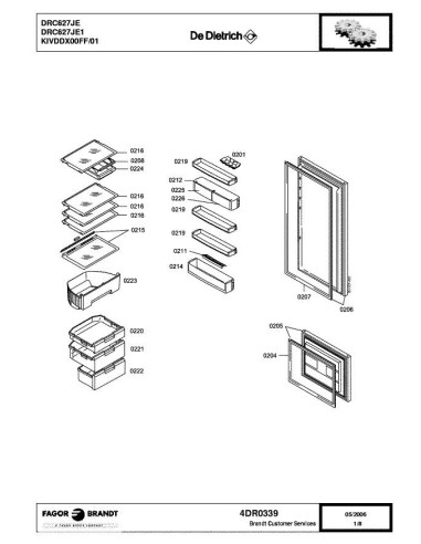 Pièces détachées DE DIETRICH DRC627JE 4DR0339 Annee 0 4DR0339 