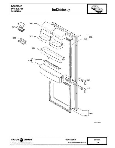 Pièces détachées DE DIETRICH DRC628JE 4DR0350 Annee 0 4DR0350 