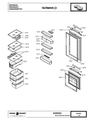 Pièces détachées DE DIETRICH DRC630JE 4DR0352 Annee 0 4DR0352 