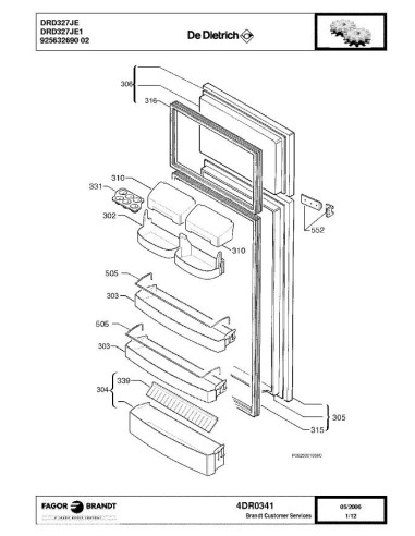 Pièces détachées DE DIETRICH DRD327JE1 4DR0341 Annee 0 4DR0341 