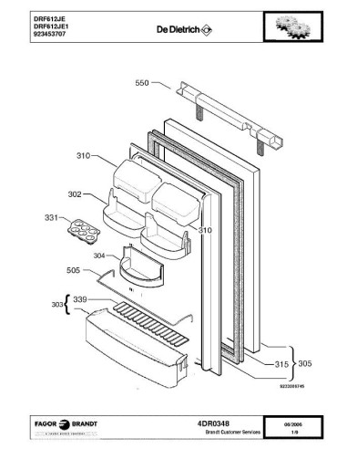 Pièces détachées DE DIETRICH DRF612JE 4DR0348 Annee 0 4DR0348 