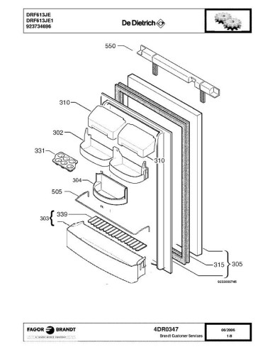 Pièces détachées DE DIETRICH DRF613JE 4DR0347 Annee 0 4DR0347 