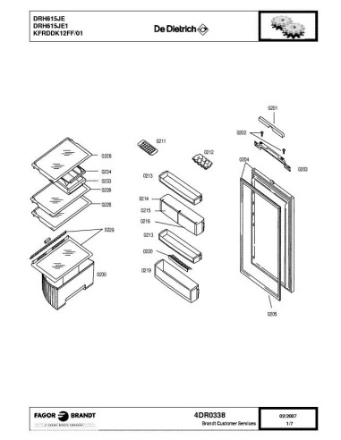 Pièces détachées DE DIETRICH DRH615JE 4DR0338 Annee 0 4DR0338 