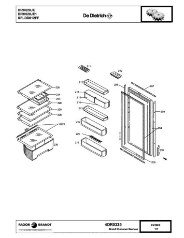 Pièces détachées DE DIETRICH DRH620JE 4DR0335 Annee 0 4DR0335 