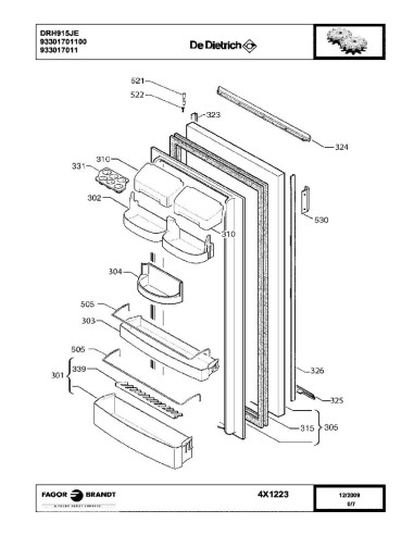 Pièces détachées DE DIETRICH DRH915JE 93301701100 