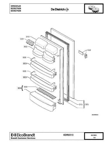 Pièces détachées DE DIETRICH DRS323JE 4DR0313 Annee 0 4DR0313 