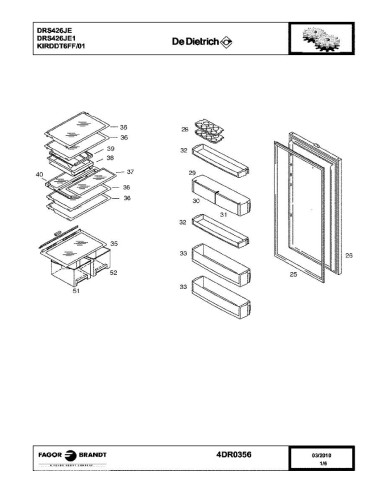 Pièces détachées DE DIETRICH DRS426JE DRS426JE1 KIRDDT6FF/01 4DR0356 