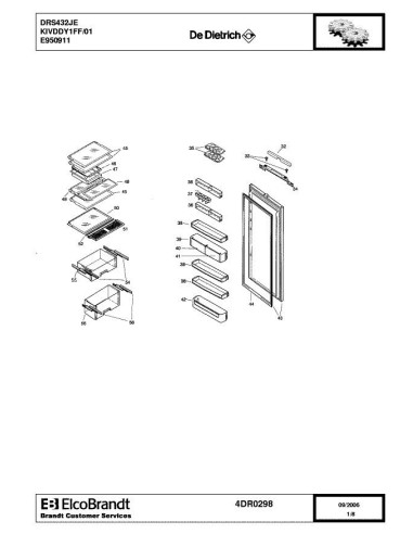 Pièces détachées DE DIETRICH DRS432JE 4DR0298 Annee 0 4DR0298 