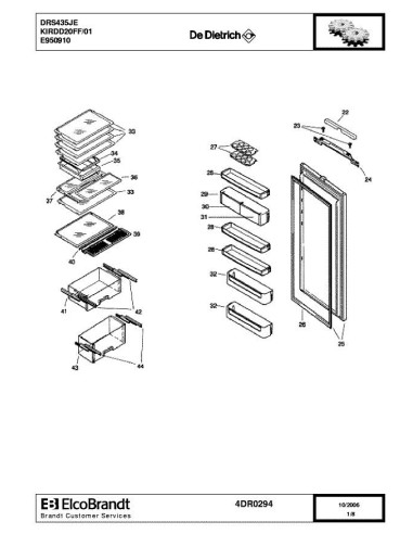 Pièces détachées DE DIETRICH DRS435JE 4DR0294 Annee 0 4DR0294 