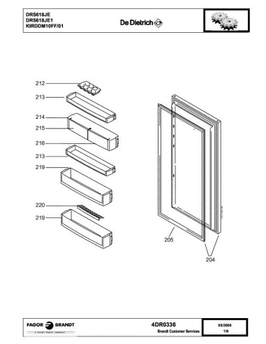 Pièces détachées DE DIETRICH DRS618JE DRS618JE1 4DR0336 Annee 0 4DR0336 
