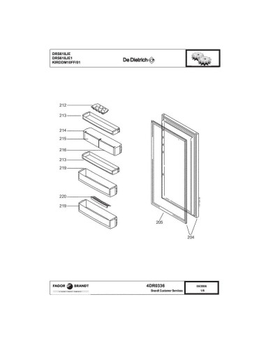Pièces détachées DE DIETRICH DRS618JE DRS618JE1 4DR0336 