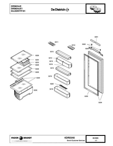 Pièces détachées DE DIETRICH DRS624JE 4DR0346 Annee 0 4DR0346 