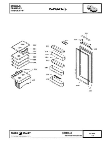 Pièces détachées DE DIETRICH DRS626JE 4DR0340 Annee 0 4DR0340 