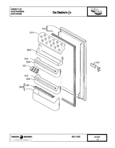 Pièces détachées DE DIETRICH DRS917JE 92374500800 