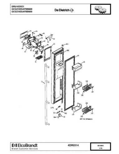 Pièces détachées DE DIETRICH DRU103XE1 GCG21IEMAFBB600 4DR0275 4DR0314 Annee 0 4DR0314 