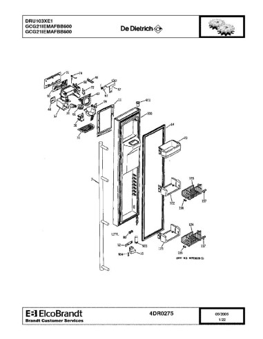 Pièces détachées DE DIETRICH DRU103XE1 GCG21IEMAFBB600 4DR0275 4DR0314 