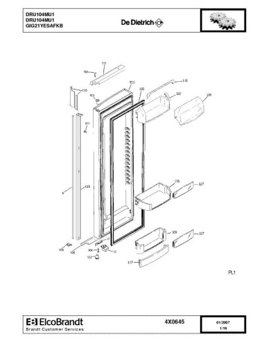 Pièces détachées DE DIETRICH DRU104MU1 4X0645 Annee 0 4X0645 