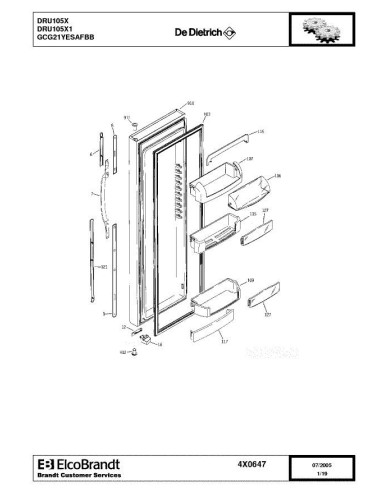 Pièces détachées DE DIETRICH DRU105X 4X0647 Annee 0 4X0647 