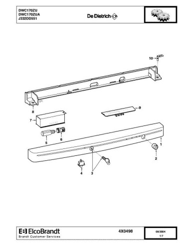 Pièces détachées DE DIETRICH DWC170ZU 4X0498 4X0646 Annee 0 4X0498 