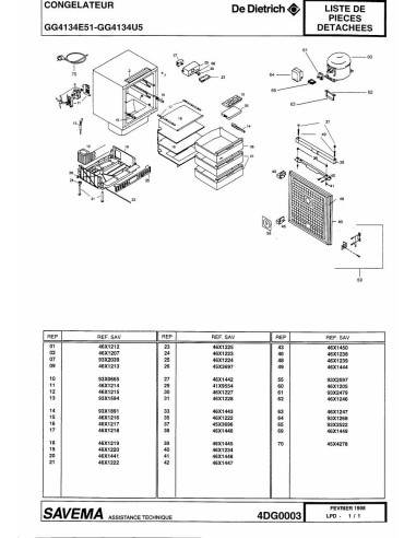 Pièces détachées DE DIETRICH GG4134E5 REP-001001 Annee 0 REP-001001 