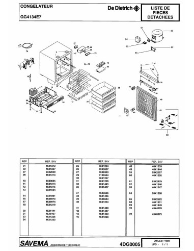 Pièces détachées DE DIETRICH GG4134E7 4DG0004 4DG0005 Annee 0 4DG0005 