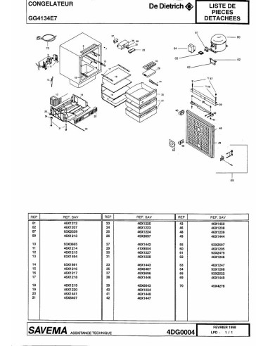 Pièces détachées DE DIETRICH GG4134E7 4DG0004 4DG0005 Annee 0 4DG0004 