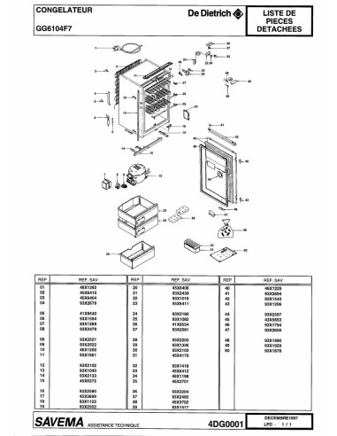 Pièces détachées DE DIETRICH GG6104F7 4DG0001 Annee 0 4DG0001 
