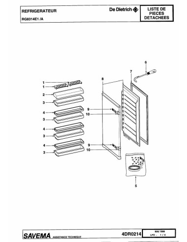 Pièces détachées DE DIETRICH KG8314E1 4DR0214 Annee 0 4DR0214 