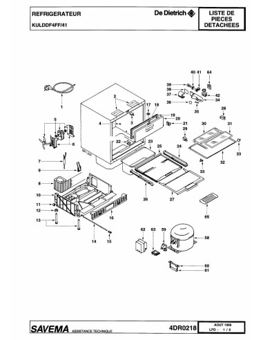 Pièces détachées DE DIETRICH RG4144E1 4DR0218 Annee 0 4DR0218 