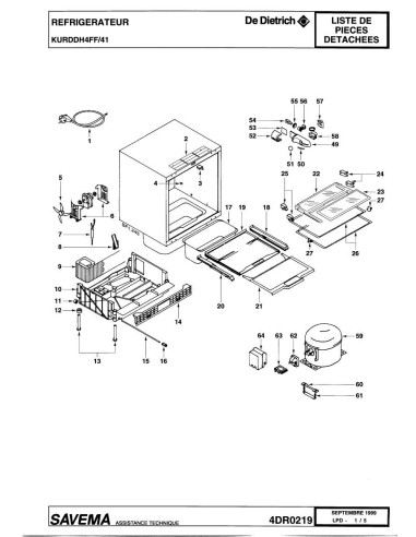 Pièces détachées DE DIETRICH RG4151E1 4DR0219 Annee 0 4DR0219 