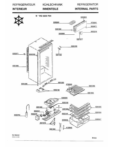 Pièces détachées DE DIETRICH RG5233F54 RG5233F54 4DR0152 Annee 0 4DR0152 