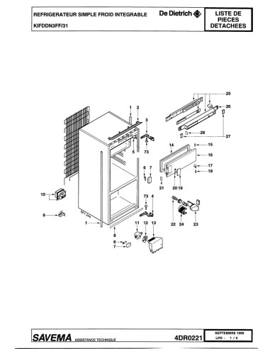 Pièces détachées DE DIETRICH RG6247D1 4DR0221 Annee 0 4DR0221 