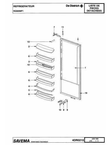 Pièces détachées DE DIETRICH RG9299F1 4DR0215 Annee 0 4DR0215 