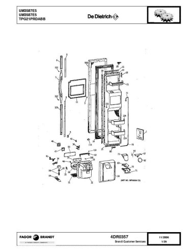 Pièces détachées DE DIETRICH UM3587E5 4DR0357 Annee 0 4DR0357 