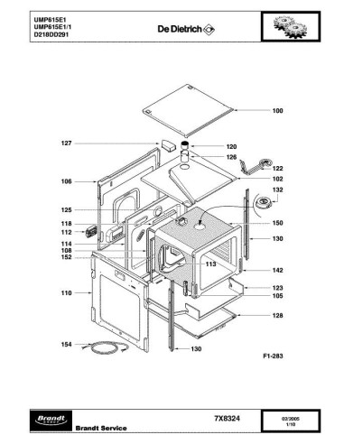 Pièces détachées DE DIETRICH UMP615E1 7X8324 Annee 0 7X8324 