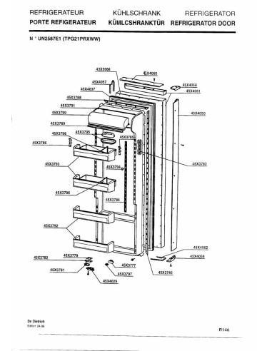 Pièces détachées DE DIETRICH UN2587E1 4DR0158 Annee 0 4DR0158 