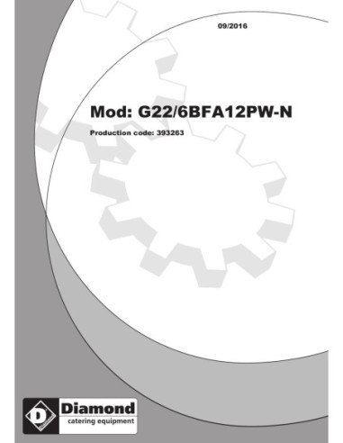 Pièces détachées Fourneau 6 feux gaz (Power) +  four gaz GN 2/1, armoire neutre - Diamond