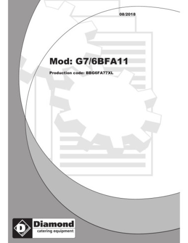 Pièces détachées Fourneau 6 feux vifs, four gaz GN 2/1, armoire neutre - Diamond