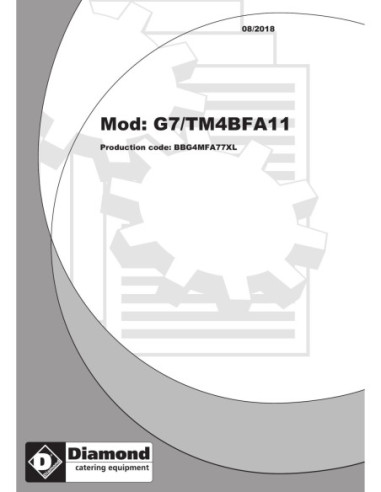 Pièces détachées Fourneau 4 feux vifs, plaque à mijoter, four gaz GN 2/1, armoire GN 1/1 - Diamond