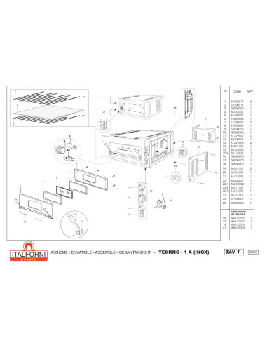 Pièces détachées ITALFORNI TEKNO 1A INOX Annee 2004 