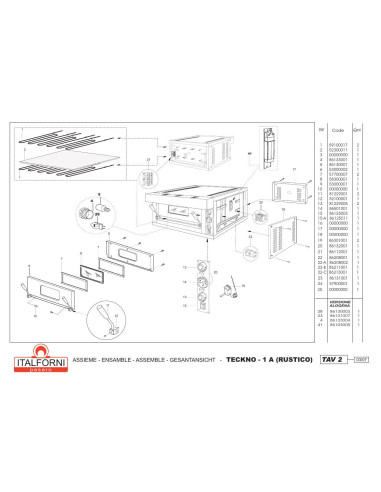 Pièces détachées ITALFORNI TEKNO 1A RUSTICO Annee 2007 