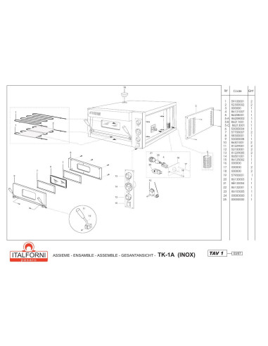 Pièces détachées ITALFORNI TK 1A INOX Annee 2007 