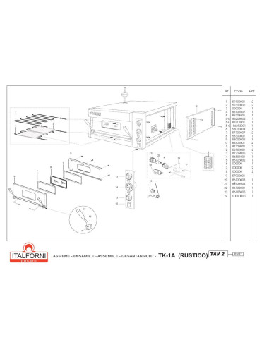 Pièces détachées ITALFORNI TK 1A RUSTICO Annee 2007 