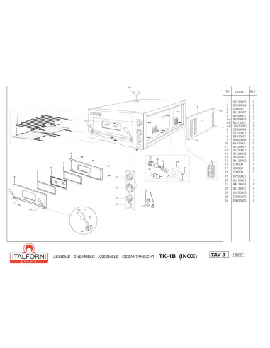 Pièces détachées ITALFORNI TK 1B INOX Annee 2007 