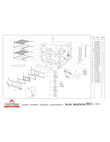 Pièces détachées ITALFORNI TK 2A RUSTICO Annee 2007 